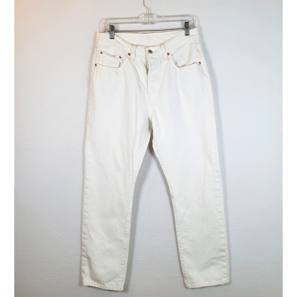 Levis Women Premium 501 Straight High Rise Button Fly Jean Pant Size 29x30 White